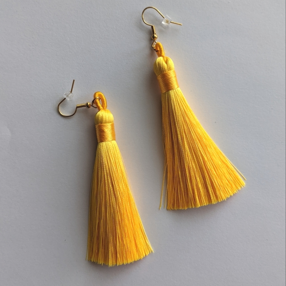 Yellow Tassel Earrings